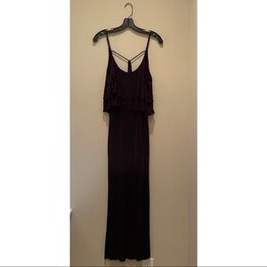 UO hidden heart maxi dress with flutter & back tie